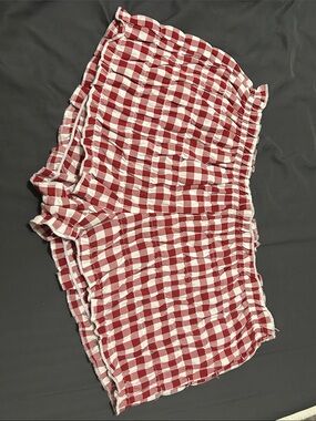 Edikted Red and White Gingham Athletic Shorts